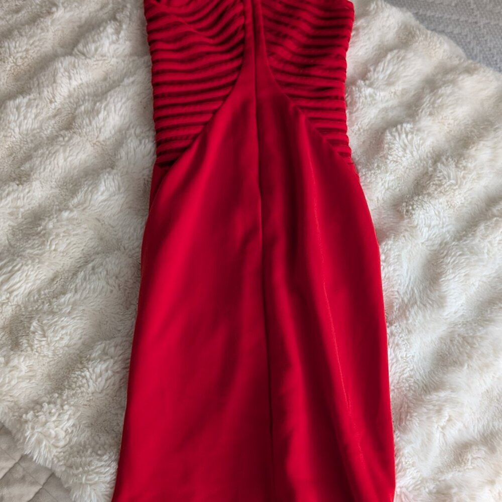 Halston Heritage Red Cutout Dress โ Size 2 - Picture 3 of 10
